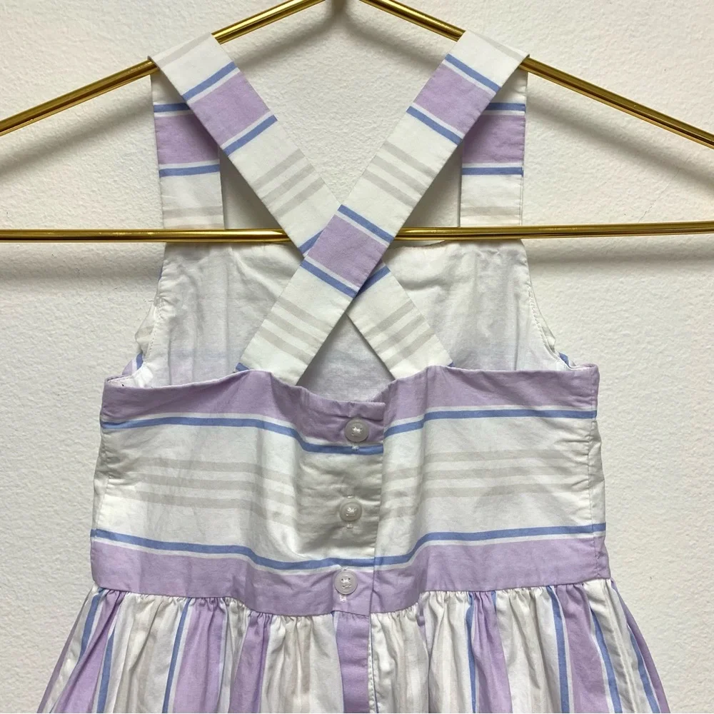 Janie and Jack Pastel Stripe Bow Dress Size 4 Girls Easter Spring Summer Cotton